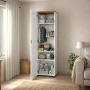 Tani, Armadio Multiuso 1 Anta Appendiabiti Made in Italy, 60x190h cm Bianco Lucido