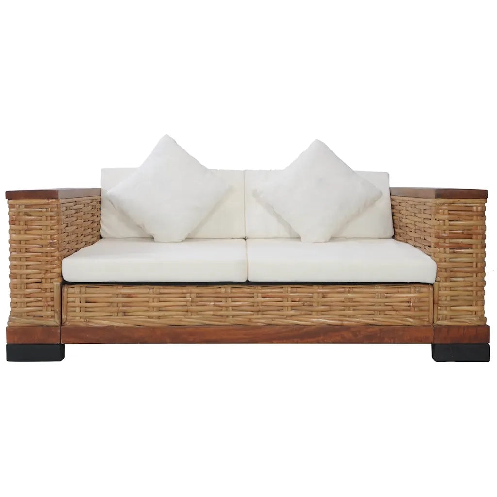 Set di Divani 2 pz con Cuscini in Rattan Naturale Marrone cod mxl 6844