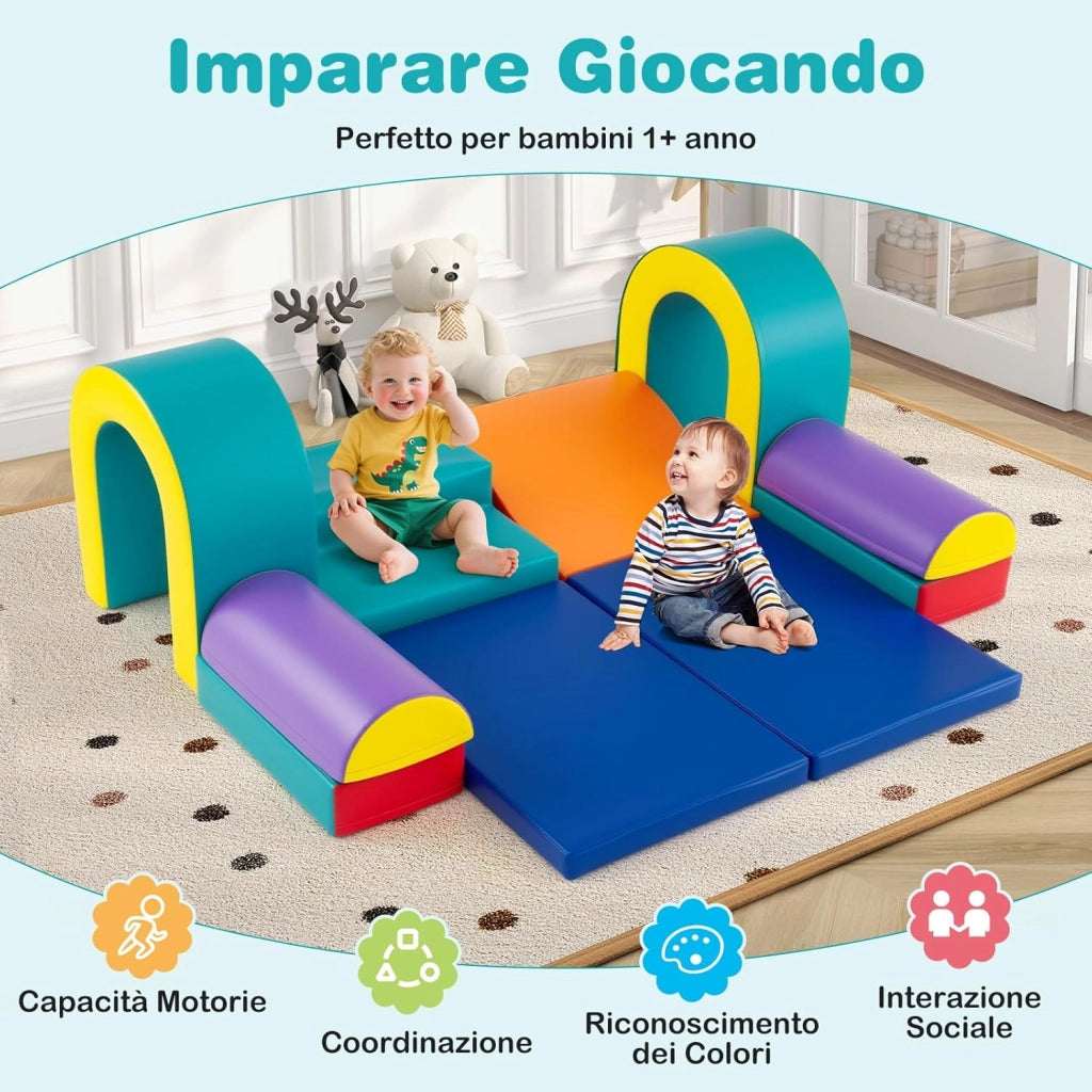 Set di 10 Blocchi da Arrampicata in Schiuma, Palestra da Gioco in Morbida Pelle Sintetica, Strutture Leggere per Scalare, Arrampicarsi, Scivolare, per Bambini 1+ Anno (Verde)