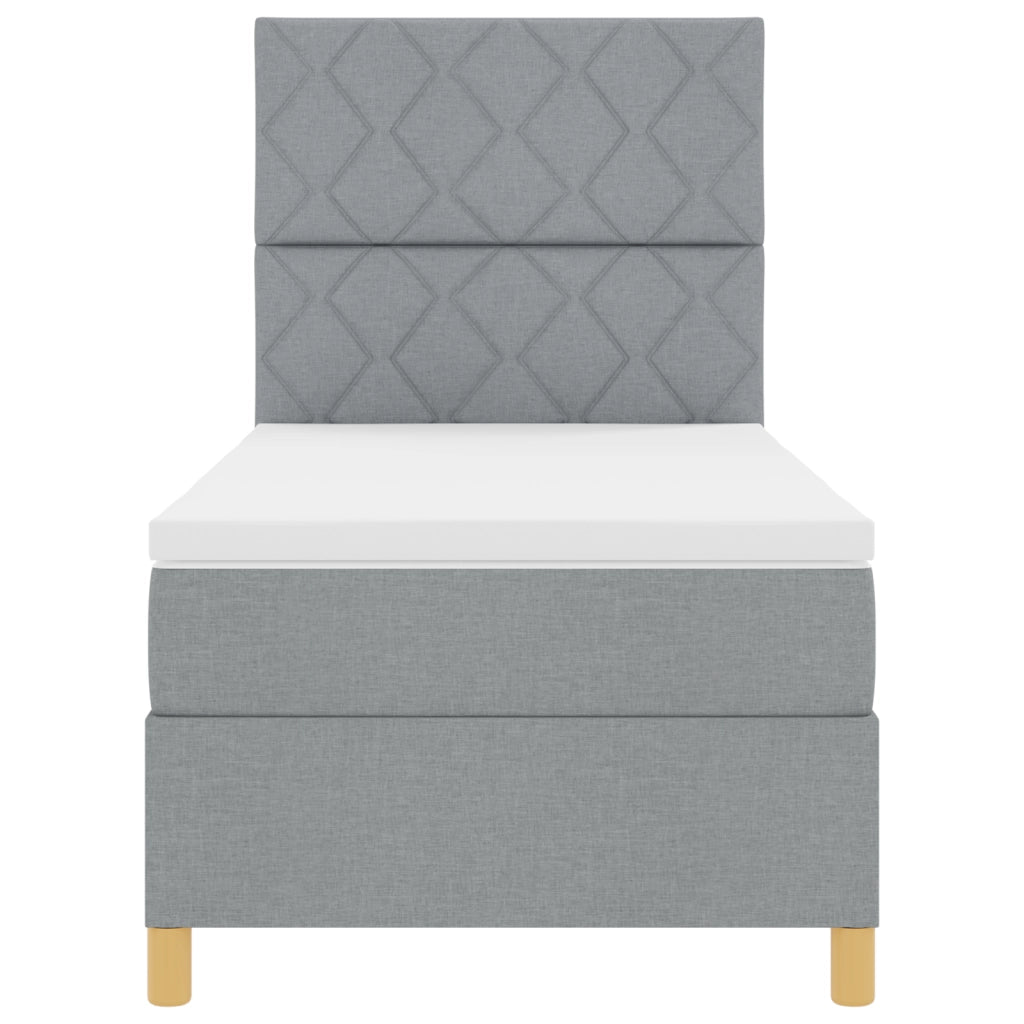 Letto con rete a molle e materasso grigio chiaro 100x200 cm tessuto