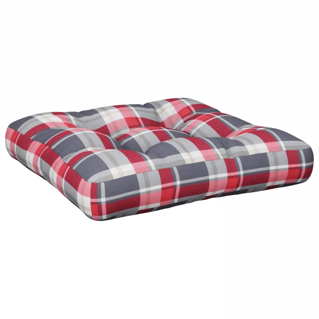 Cuscini per Pallet 2 pz Rossi a Quadri in Tessuto 360680