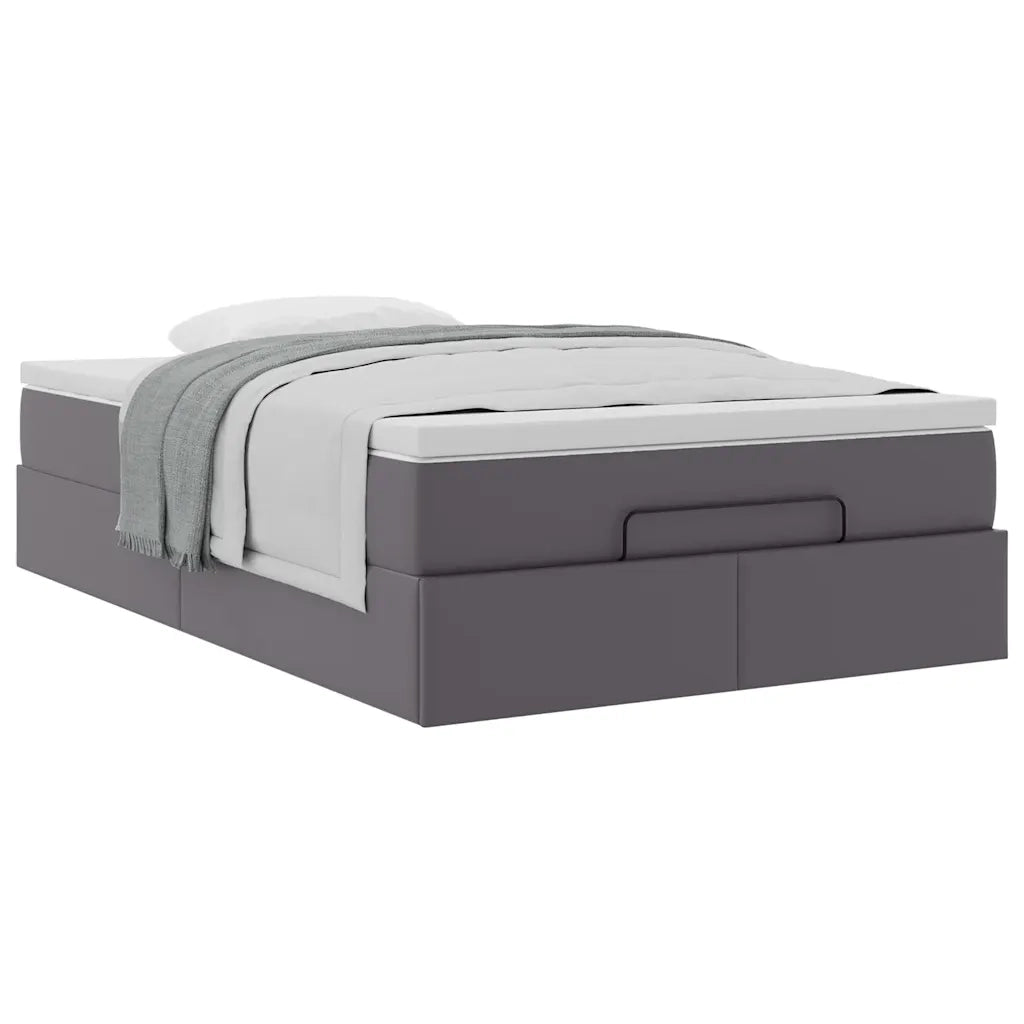 Struttura Letto Pouf con Materasso Grigio 120x200 cm Similpelle 3311034
