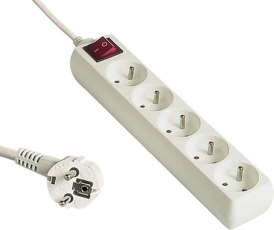 Cavo di allungamento 230 V 3 m - 5 interruttori a molla - Adatto per uso interno ed esterno