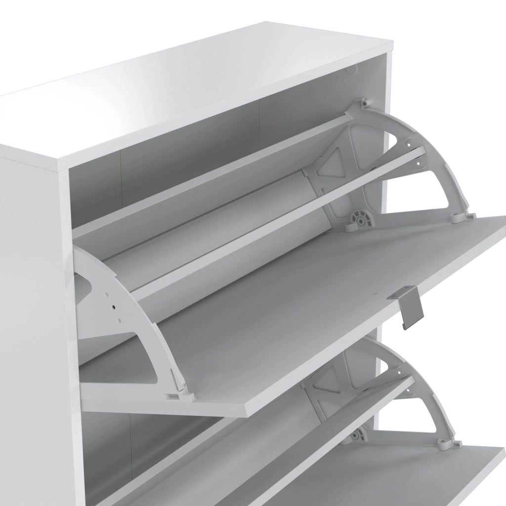 Scarpiera Aepytus, Mobile portascarpe, Armadio da ingresso multiuso, Mobiletto per calzature, 70x24 h162 cm, Bianco lucido