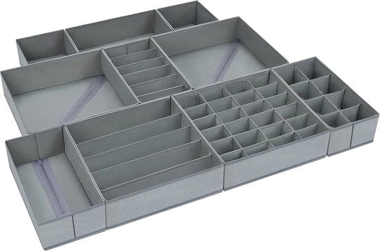 10 organizzatori di carrello - dividers di carrello in tessuto - organizzatore di capi di abbigliamento pieghevole - contenitore di carrello per l'archiviazione - capi di abbigliamento calze - grigio