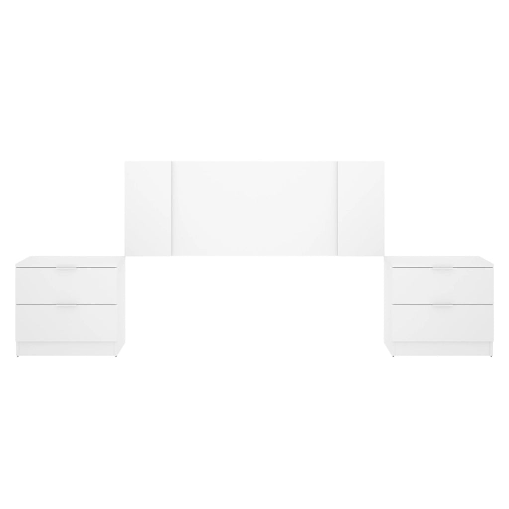 Carson, Testiera Letto 2 Comodini Inclusi, 34x237 cm Bianco