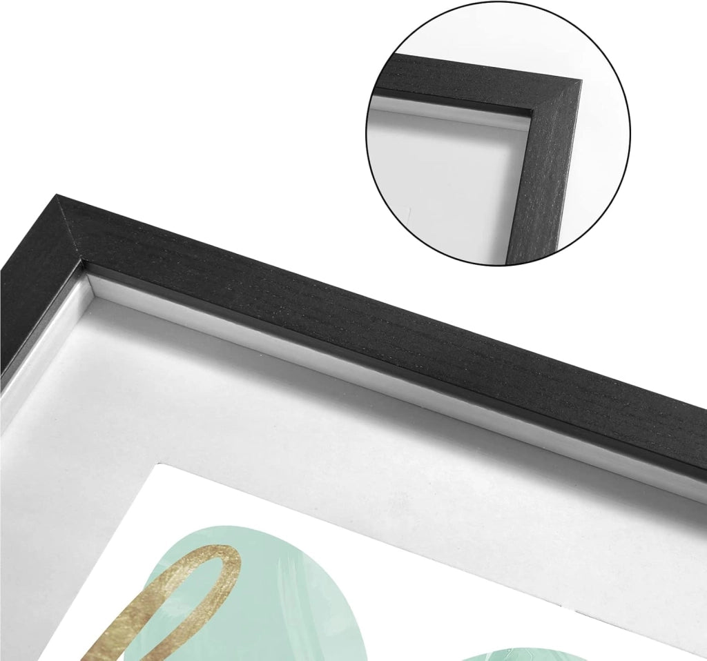 Set di 10 Cornice 3D per Foto da Muro Cornici 30x30cm per Oggetti Fino a 1,5cm, Cornici Fotografiche Multiple da Tavolo Portafoto Sospeso in Legno Passepartout Incluso, Nero