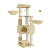 Tiragraffi grande e stabile con tappetino caldo pali autopulenti tiragraffi nascondiglio amache piattaforme corda in sisal 50 x 50 x 160 cm beige 12_0003836