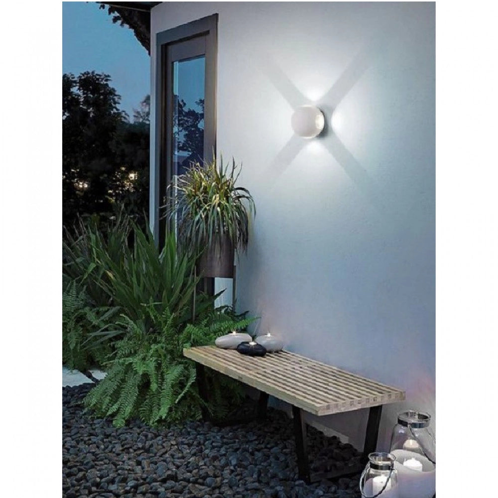 Trade Shop - Applique Muro A Sfera 4 Fasci Di Luce Esterno Bianco Luce 3000k 6000k 4000k Es58 -