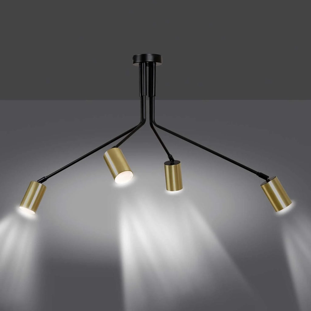 Plafoniera Minimal Tenjin Acciaio Nero 4 Luci Gu10 Ip20