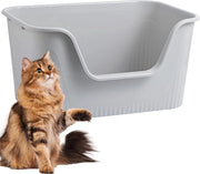 Ciotola per gatti - Pareti elevate - Entrata bassa - 100% impermeabile - Anti-spill - Grigio