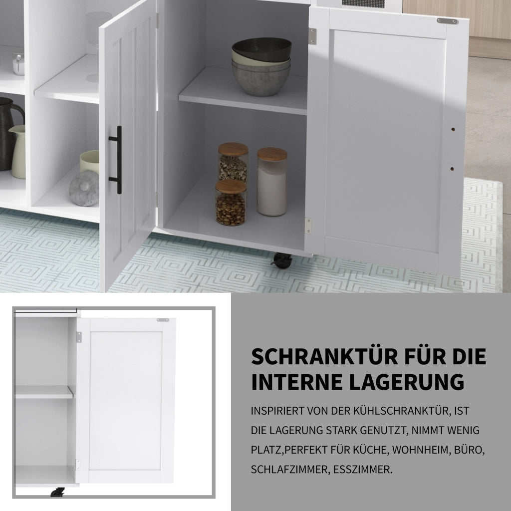 CARRELLO CUCINA CON PIANO RIBALTABILE 129x71x91,5 cm MDF Bianco/Naturale