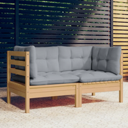 Divano da Giardino a 2 Posti con Cuscini-Sofa da Giardino-Divano da esterno Grigi Massello di Pino 817628