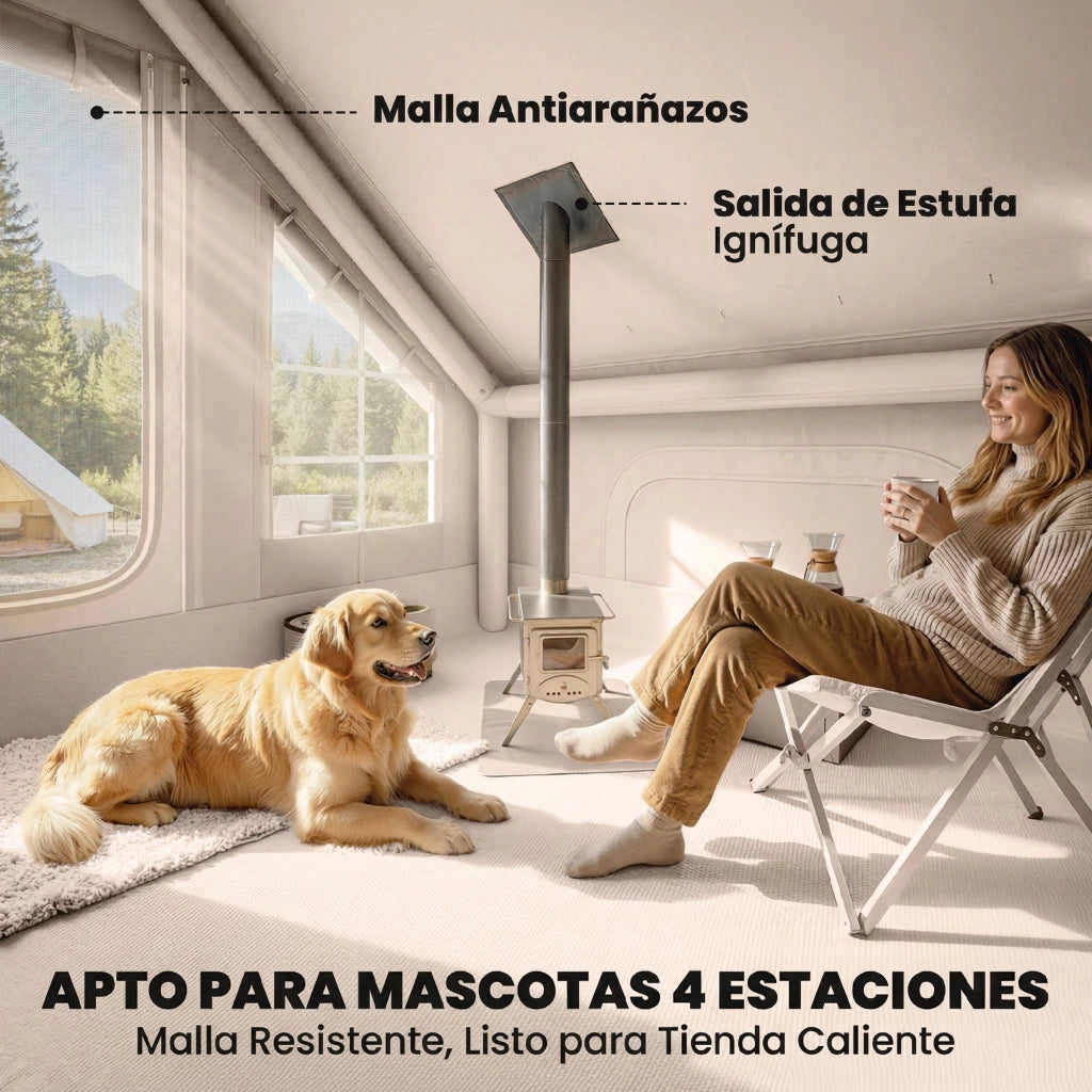 Tenda da Campeggio Inflabile con Camino e Lucernario ¨C zephmum ¨C Impermeabile UPF30+