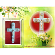 Trade Shop - Croce Crocetta Votiva A Luce Elettrica Con Cristo Luci Led Batterie Incluse -   12 Led