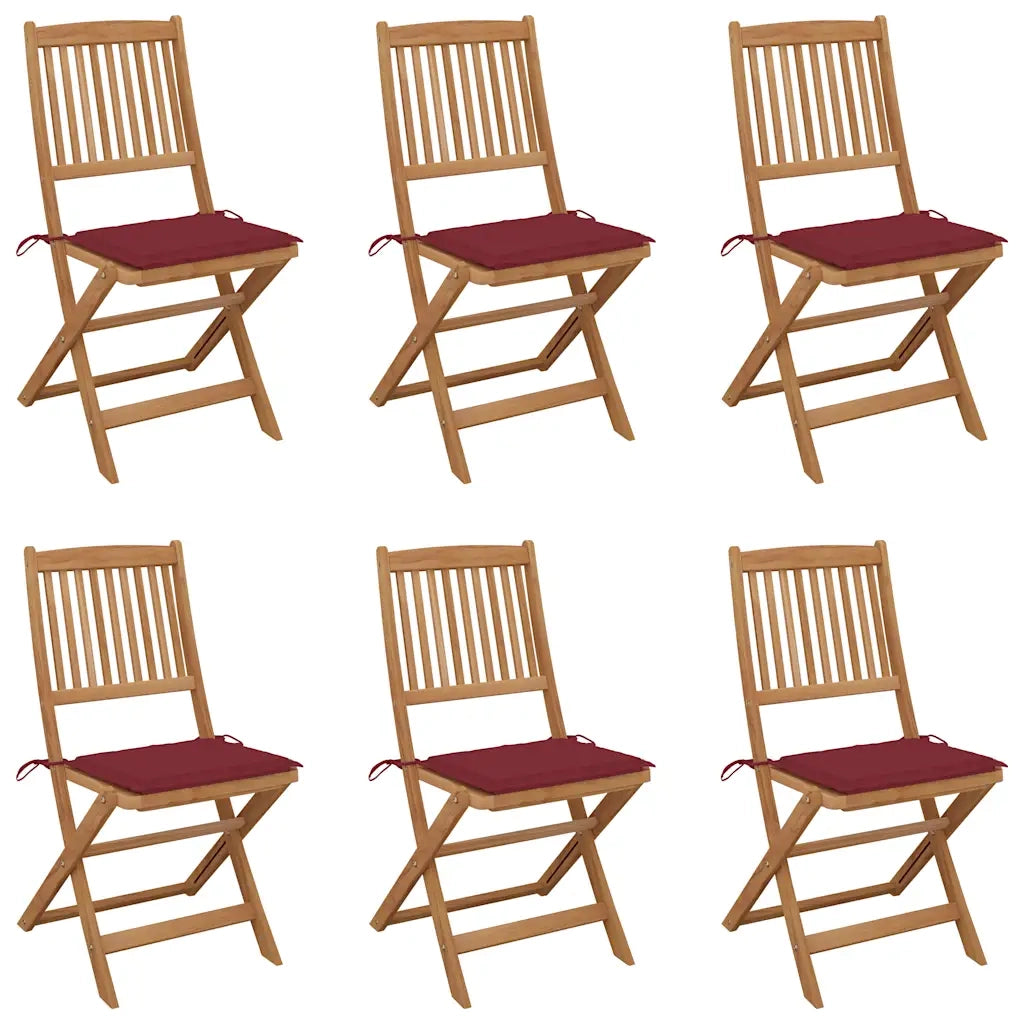 Sedie da Giardino Pieghevoli 6 pz con Cuscini Massello Acacia cod mxl 76233