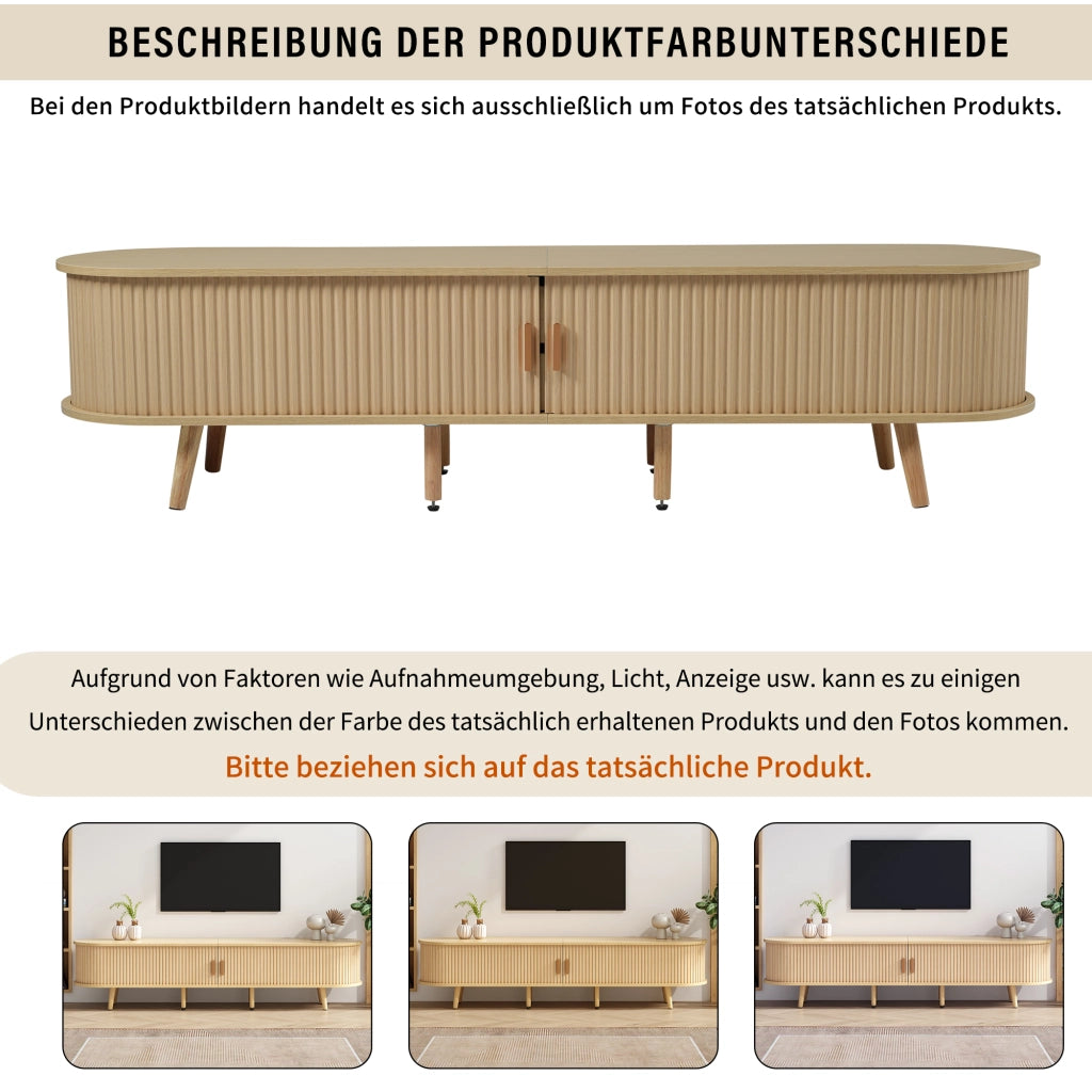 Mobile TV e Tavolino da Soggiorno con Contenitore; Design Ovale; MDF Effetto Legno