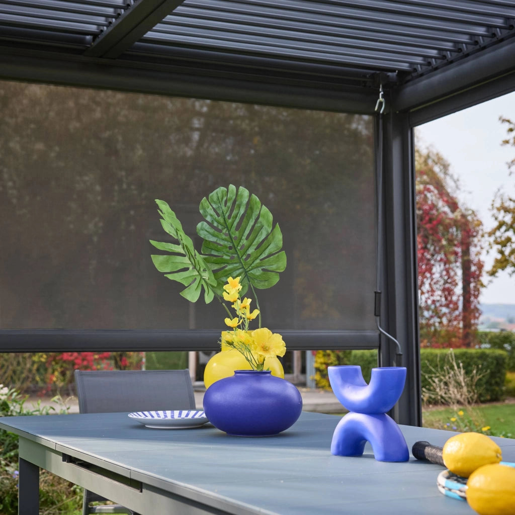 tenda laterale avvolgibile alluminio e textilene per pergola, 3m,