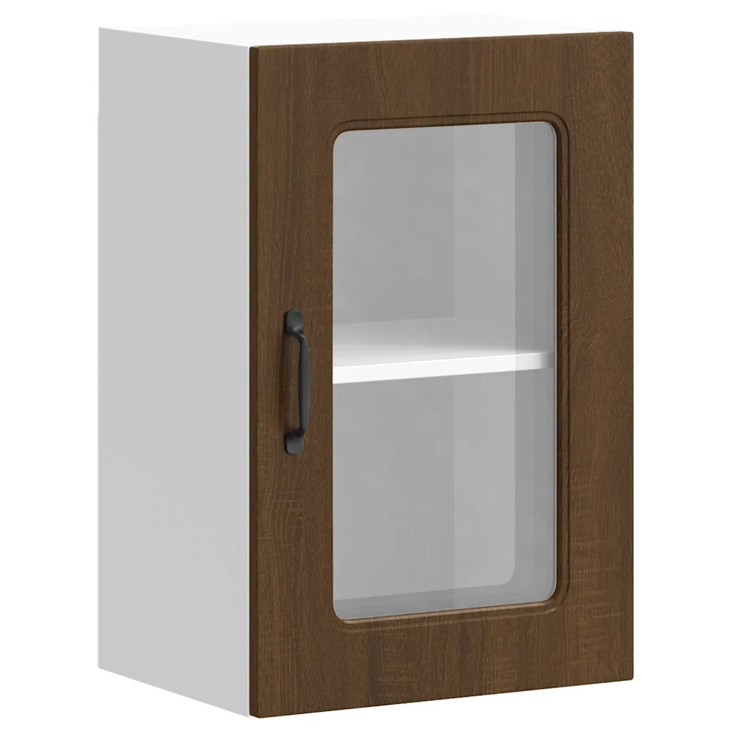 Pensile da Cucina con Porta in Vetro Kalmar Rovere Marrone