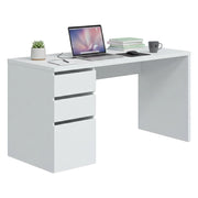 Scrivania Alko, Scrittoio reversibile con 3 cassetti, Tavolo ufficio salvaspazio multiposizione, 138x60h74 cm, Bianco
