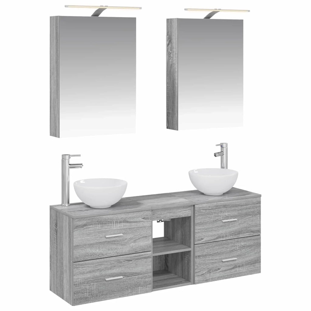 Set di Armadi da Bagno 5 pcs Sonoma grigio 50 x 14,5 x 70 cm 3406676