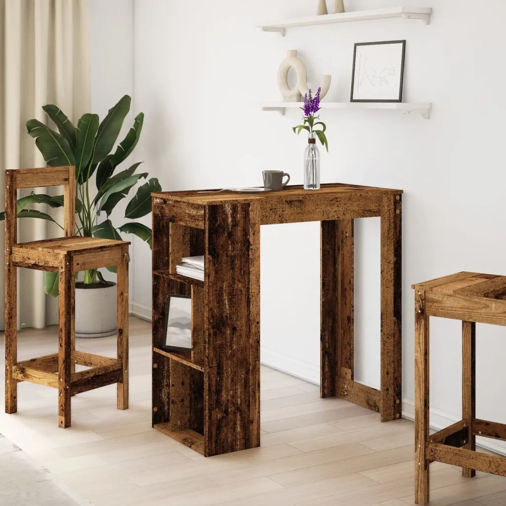 vidaXL Tavolo Bar con Rastrelliera Antico 102x50x103,5 cm Multistrato