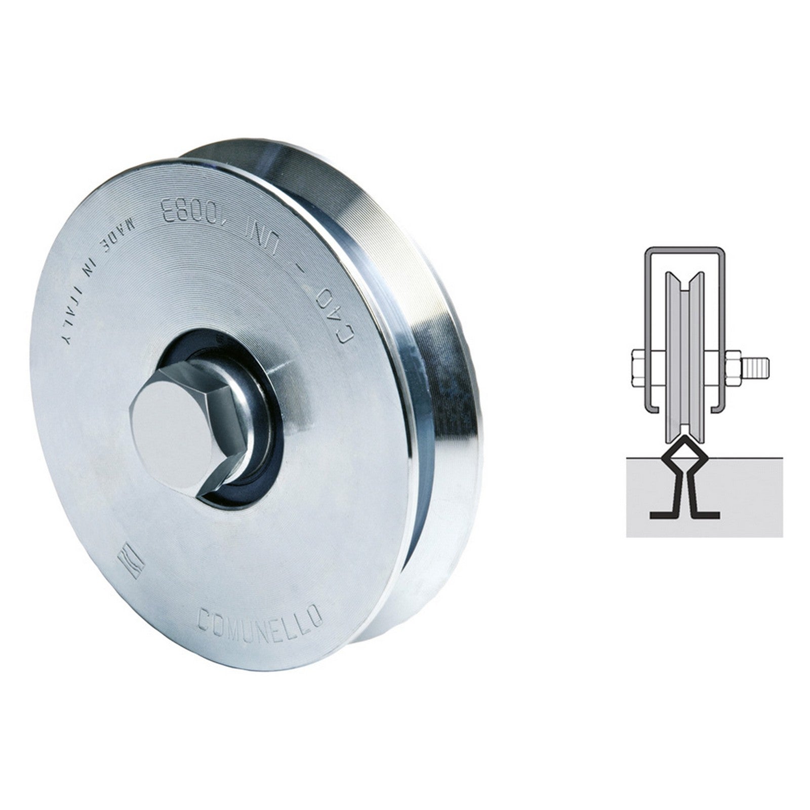 ruota per cancelli gola a 'y' art.306y ã¸ 60 cod:ferx.315140nlm