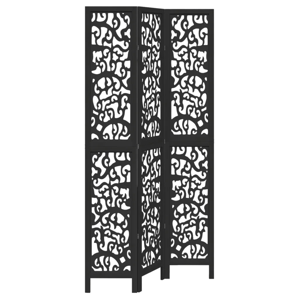 Divisorio Ambienti | Divider per stanze | Paravento 3 Pannelli Nero Legno Massello di Paulownia