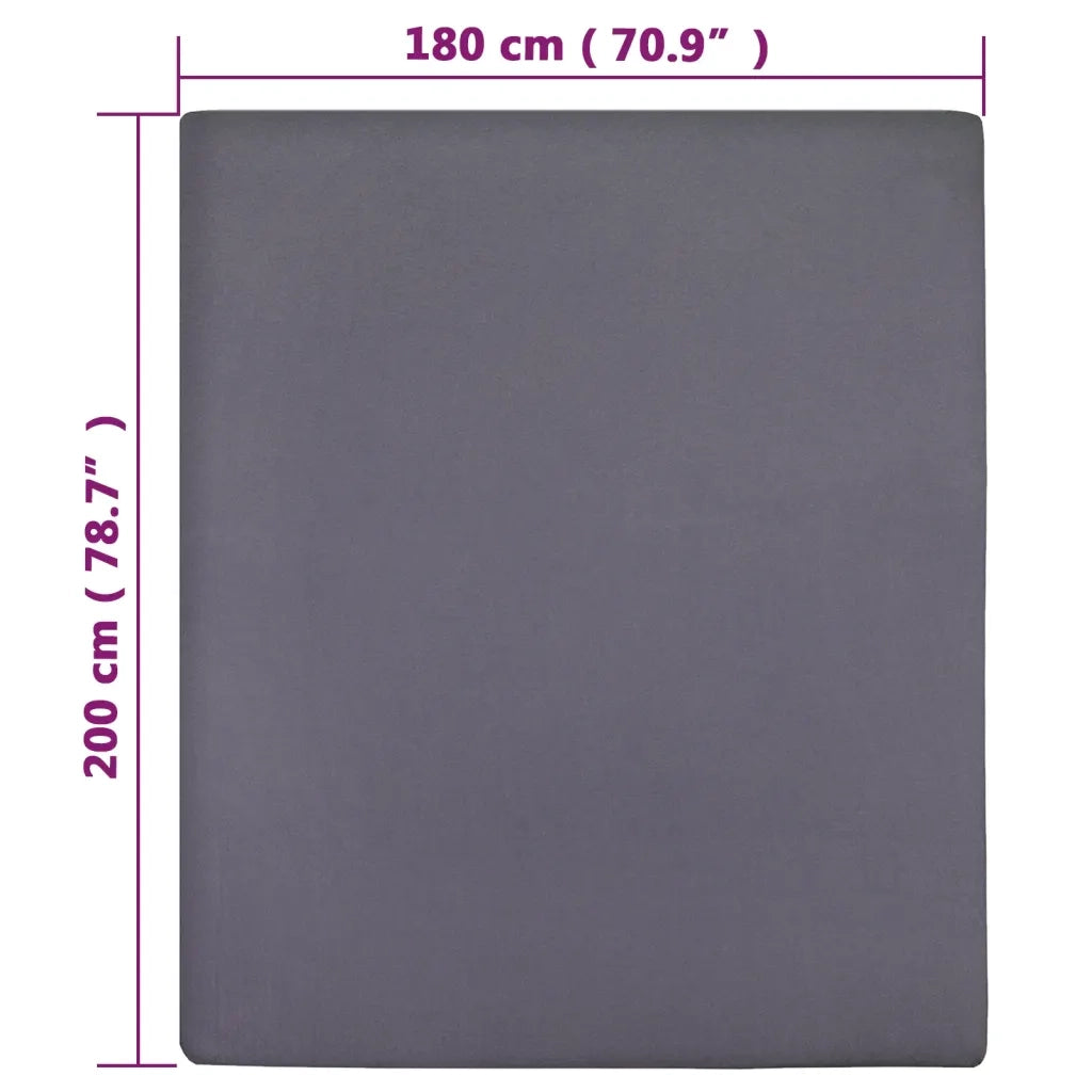 Lenzuolo con Angoli Jersey Antracite 180x200 cm Cotone CFW3878506