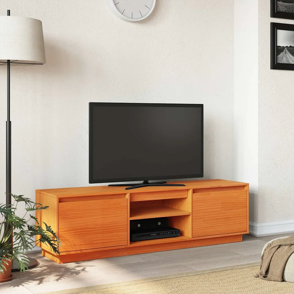 Mobile TV | Armadietto TV | Mobile Porta TV Marrone Cera 140x35x40 cm in Legno Massello di Pino