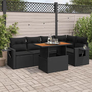 Set Divano da Giardino 6 pz con Cuscini Nero in Polyrattan 3327149