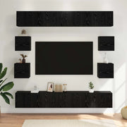 Set mobile TV 8 pz-Credenza per TV 100 x 30 x 30 cm Rovere Nero