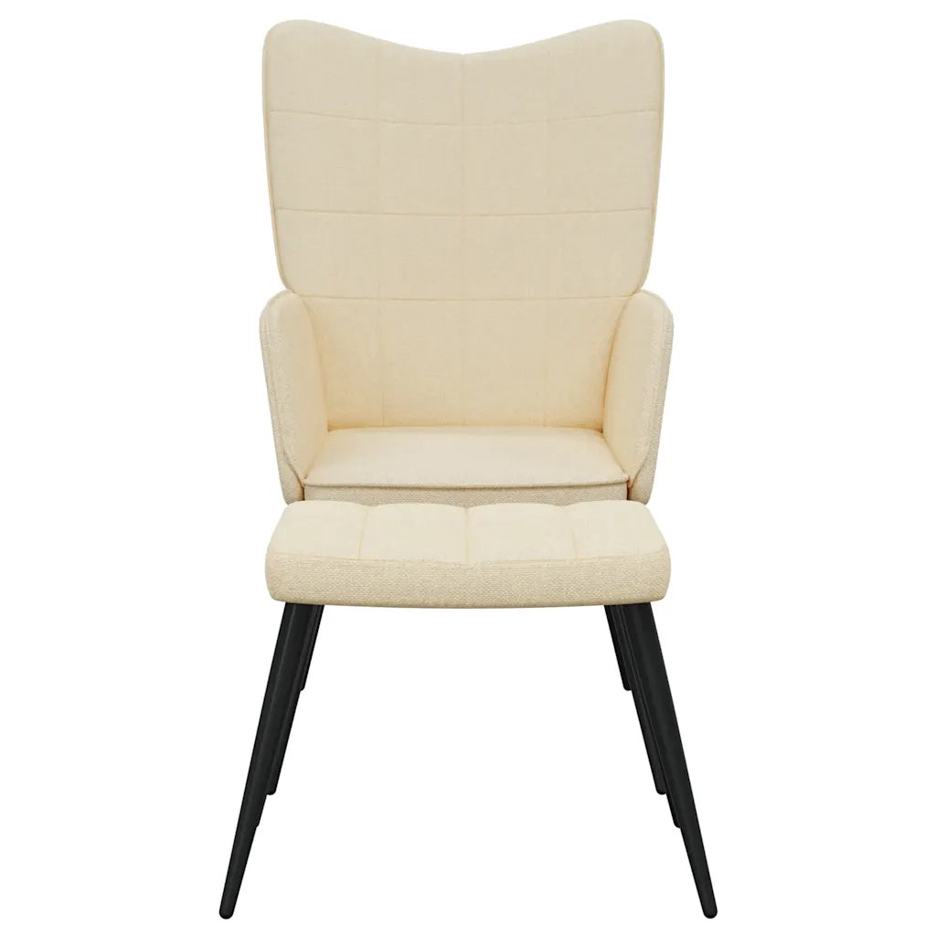 Sedia Relax con Sgabello Crema in Tessuto 327954