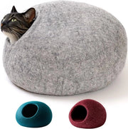 Casa per gatti XL per grandi gatti - Esterno robusto e interno morbido - Realizzato a mano con lana di Nuova Zelanda - Lavabile in macchina (grigio)