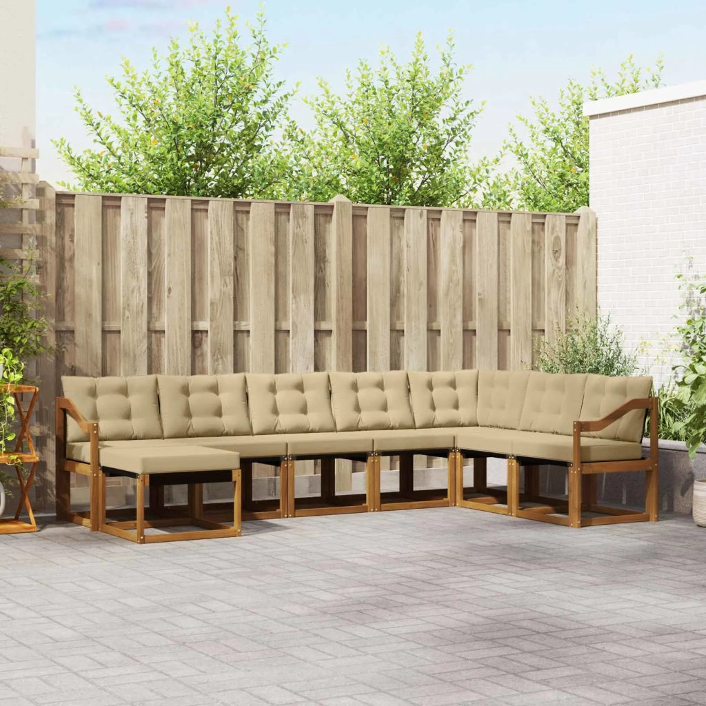 Set di divani da esterno con cuscino 8 pcs Naturale e Beige 3368964