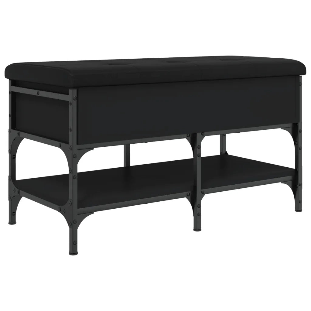 Panca Porta Scarpe-Sgabello-Panca Scarpiera Nera 82x42x45 cm in Legno Multistrato