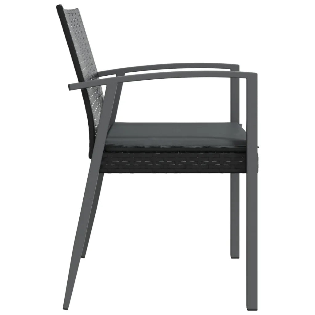 Sedie da Giardino con Cuscini 6 pz | Sedie da Esterno Nere 56,5x57x83 cm Polyrattan
