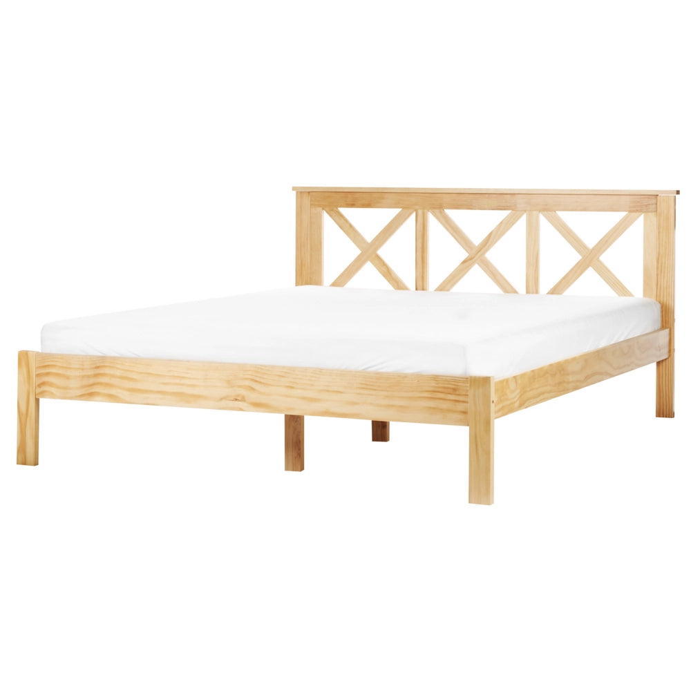 Letto in marrone chiaro con Rete a Doghe Design Elegante 160 x 200 cm