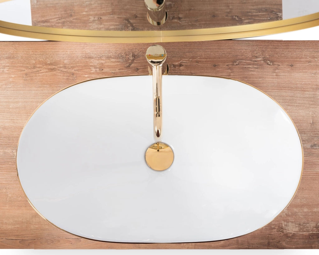 Lavabo Da Appoggio Rea Royal Gold Edge