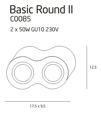 Faretto soffitto bianco BASIC ROUND doppio 2xGU10 Maxlight