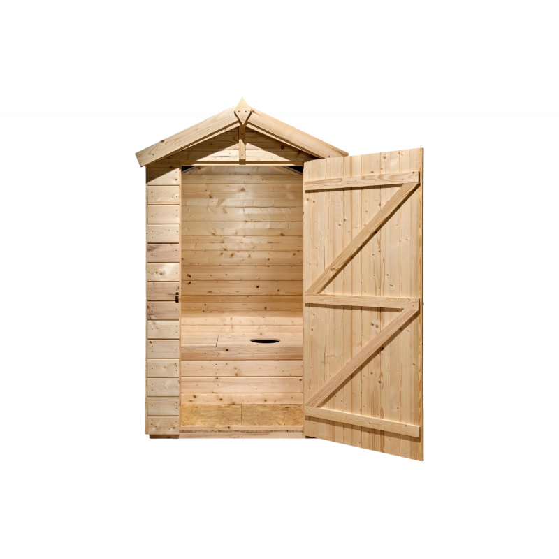 Casetta in legno con toilette secco e LED solare – 120x120 cm – pannelli 16 mm – WC autonomo da esterno – ED1414WC Foresta