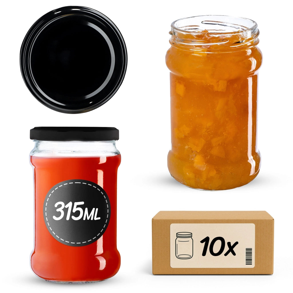 KADAX 10x Barattolo 315ml + Tappo Fi66 Per Marmellate