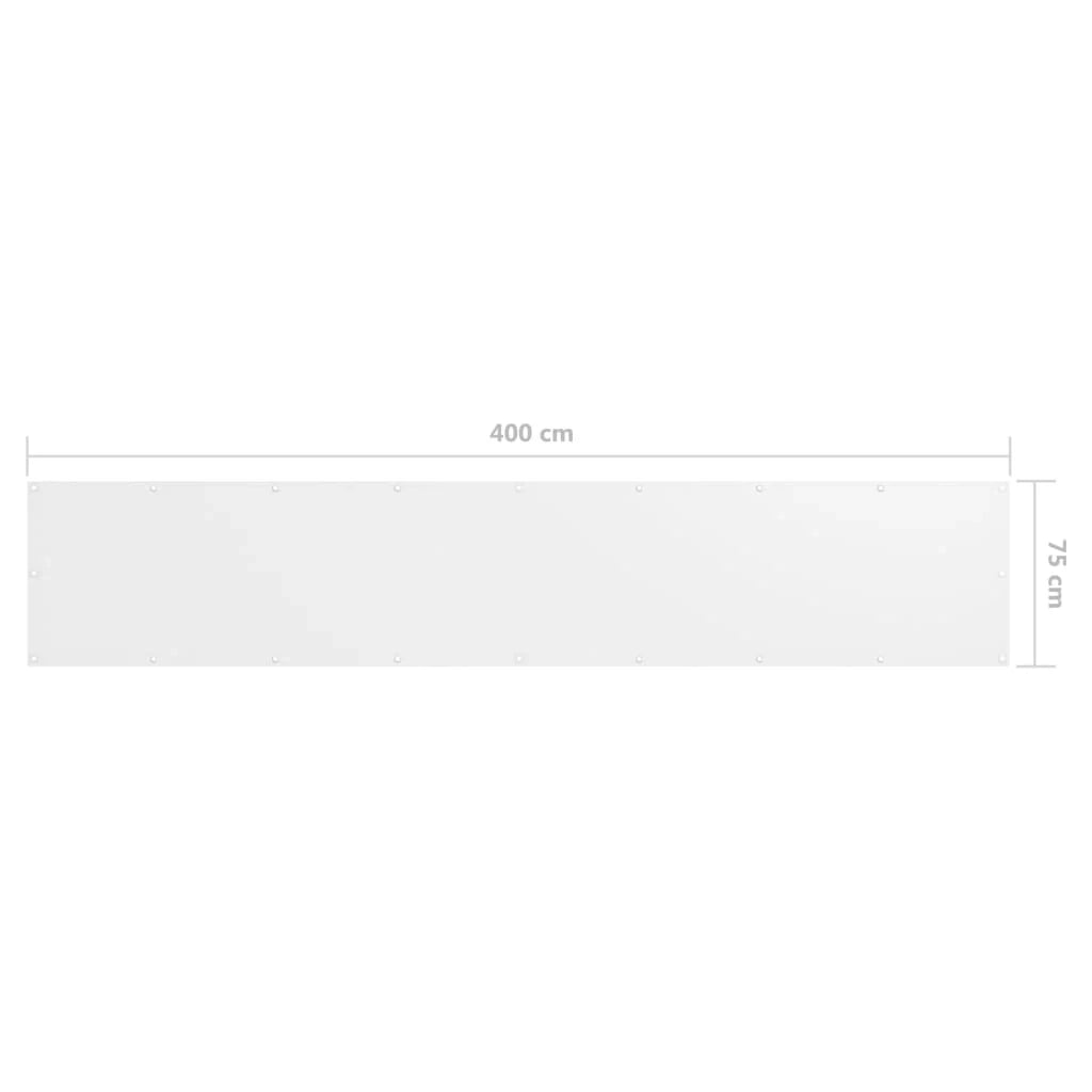 Paravento per balcone 75 x 400 cm tessuto oxford bianco 02_0010051