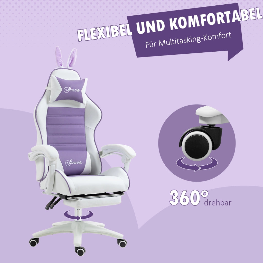Sedia Gaming Ergonomica ¨C Xylo ¨C Con Poggiapiedi e Supporto Lombare Viola