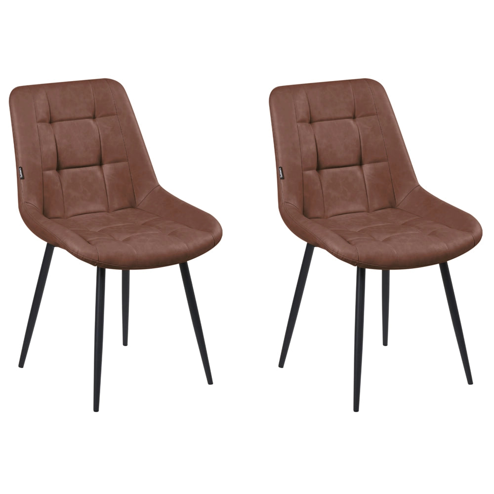 Set di 2 sedie da pranzo in ecopelle marrone dorato gambe in ferro Nero sedie moderne imbottite