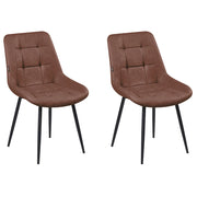 Set di 2 sedie da pranzo in ecopelle marrone dorato gambe in ferro Nero sedie moderne imbottite