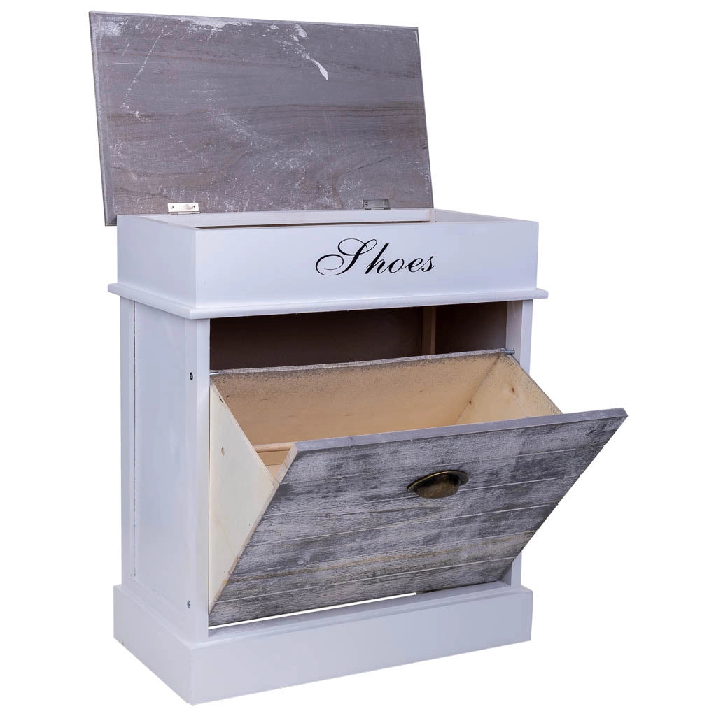 Scarpiera in legno bianco 50x28x58h