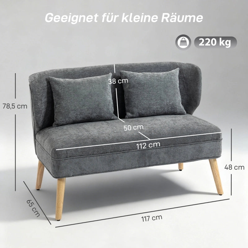 DIVANO 2 POSTI Compatto 117 cm Chenille Grigio