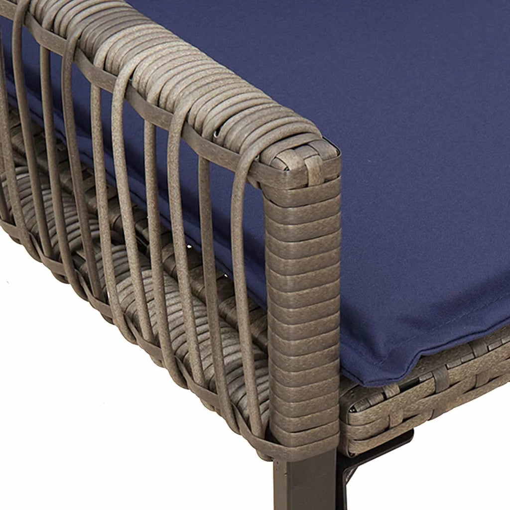 Panchina da esterno 4 pcs Grigio e Blu Navy polyrattan