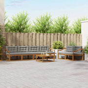 Set di divani da esterno 7 pcs Grigio Naturale e Chiaro